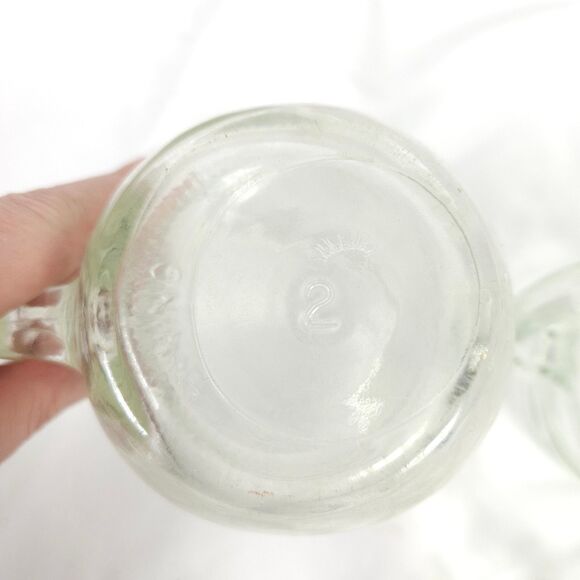 VTG Set of 4 Golden Harvest Mason Drinking Jar with Handles Green & Clear Glass - Picture 8 of 12